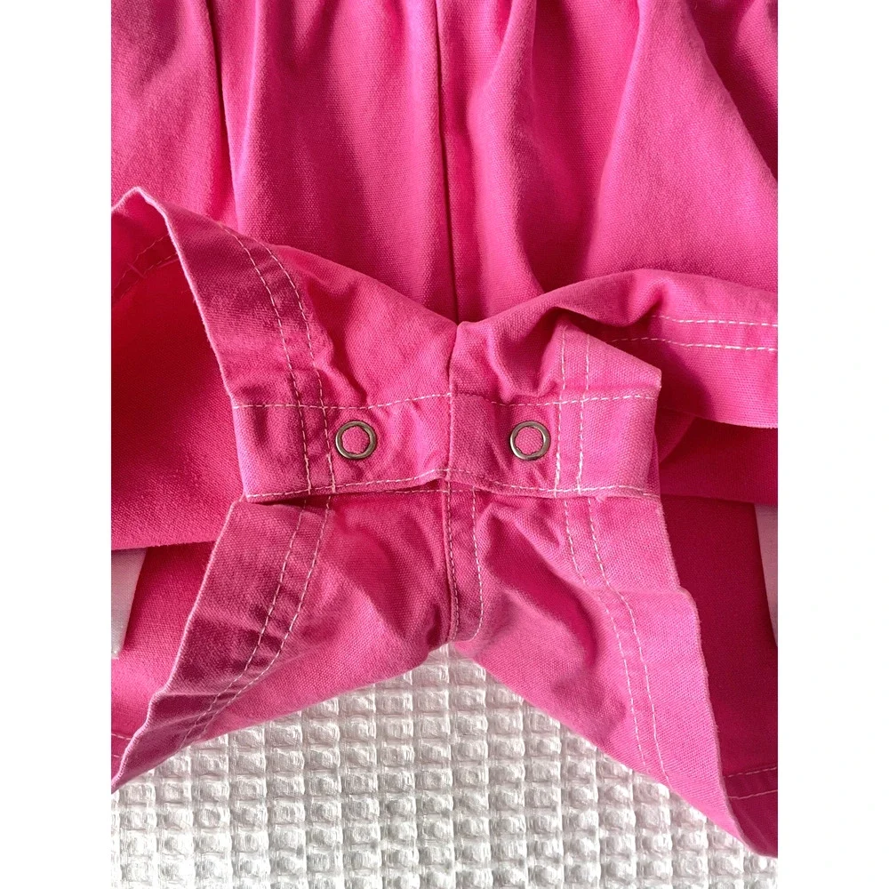 Vintage OshKosh B'gosh Vestbak Girls 4T Overall Shortall Pink Carpenter 90s Y2K